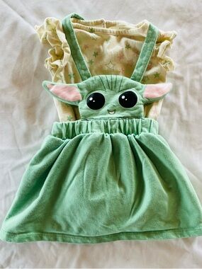 Green Baby Yoda Suspender Dress with Star Bodysuit Star Wars girls 12 months